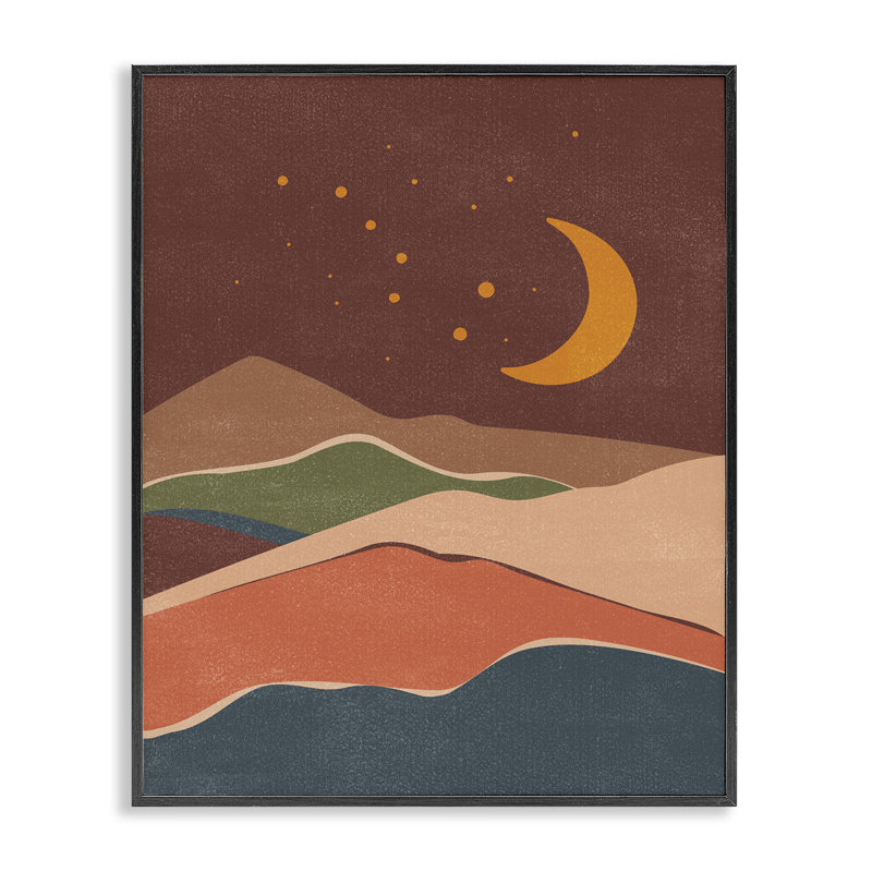 «Earthtone Desert Moon», estampe numérique par Nataly White, H 30 po x l 24 po, Giclée encadrée blanc bord de mer
