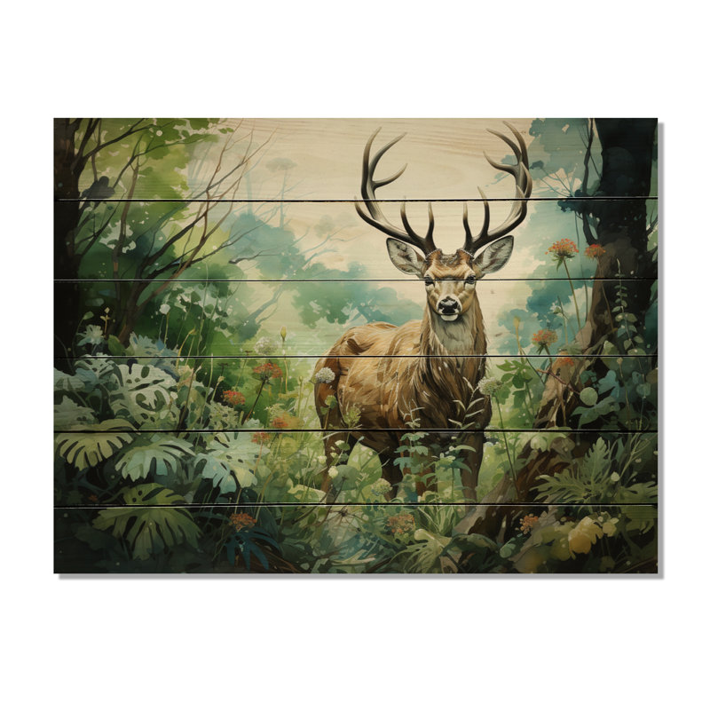 " Deer Emerald Grace I ", 10" H x 20" W x 0.78" D