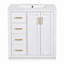 Ensemble de meuble-lavabo 30 po avec lavabo en céramique, armoire de rangement en bois massif, ensemble de meuble-lavabo autoportant avec 3 tiroirs et portes à fermeture douce-976625838