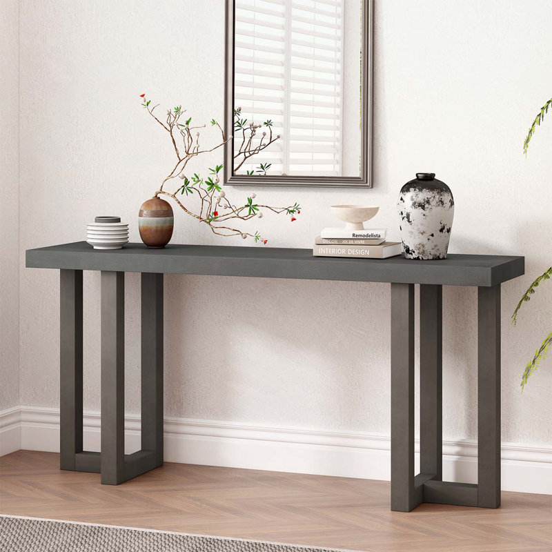 Console géométrique exceptionnelle avec une fabrication robuste pour diverses pièces, Gris clair, Gris clair