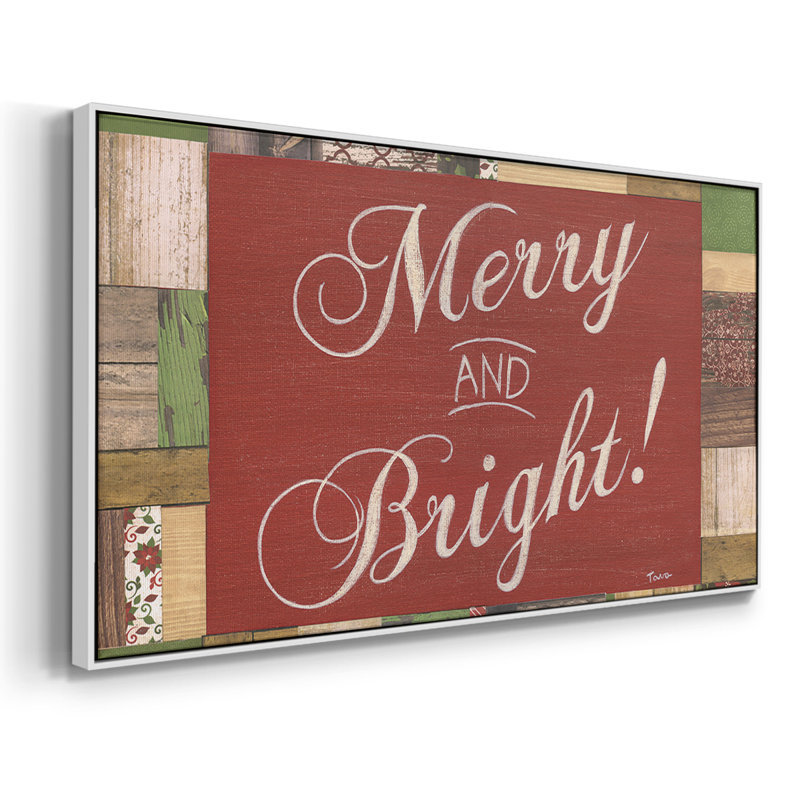 Merry and Bright - Toile tendue avec châssis encadré - Prêt à être accroché, H 21 po x l 41 po, Blanc