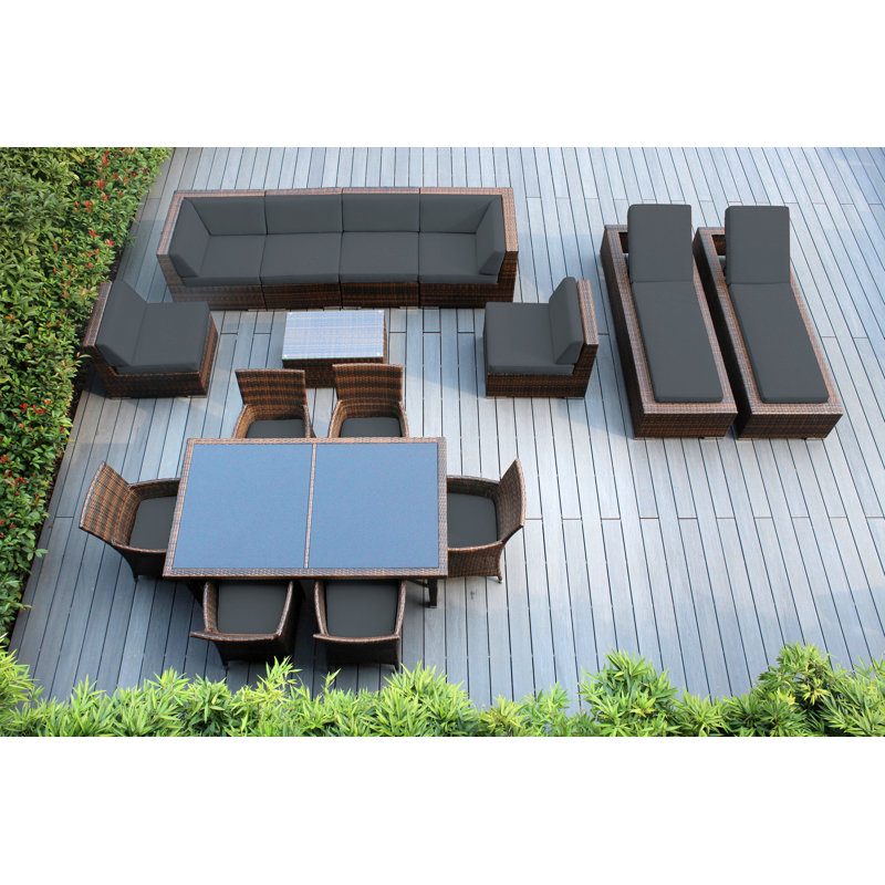 Pavior 14 - Person Patio Conversation Set with Cushions, Grey, Mixed Brown
