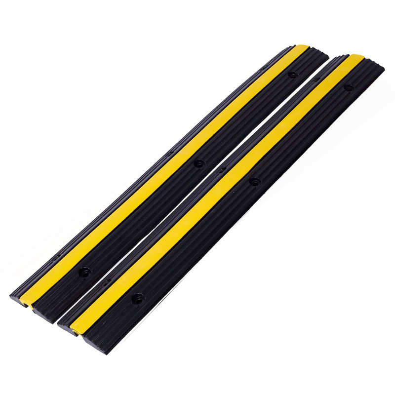 Protège-câble Rampes de caoutchouc en caoutchouc Speed Ramp 2, 1 canal, capacité de charge de 6600 lb avec 12 boulons, pour allée en gravier asphalte (1 canal, 2 paquets)
