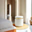 Round Accent Stool Stainless Steel Gold Trim Velvet Fabric
