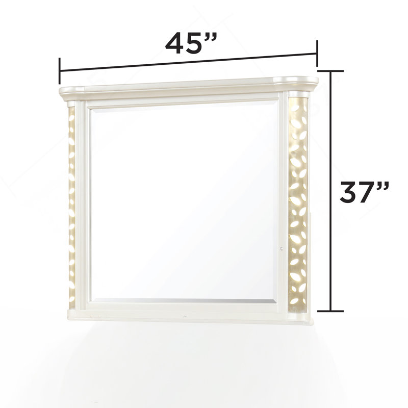 Ensemble de chambre avec grand lit 5 pièces avec détails DEL et dorés - Beige