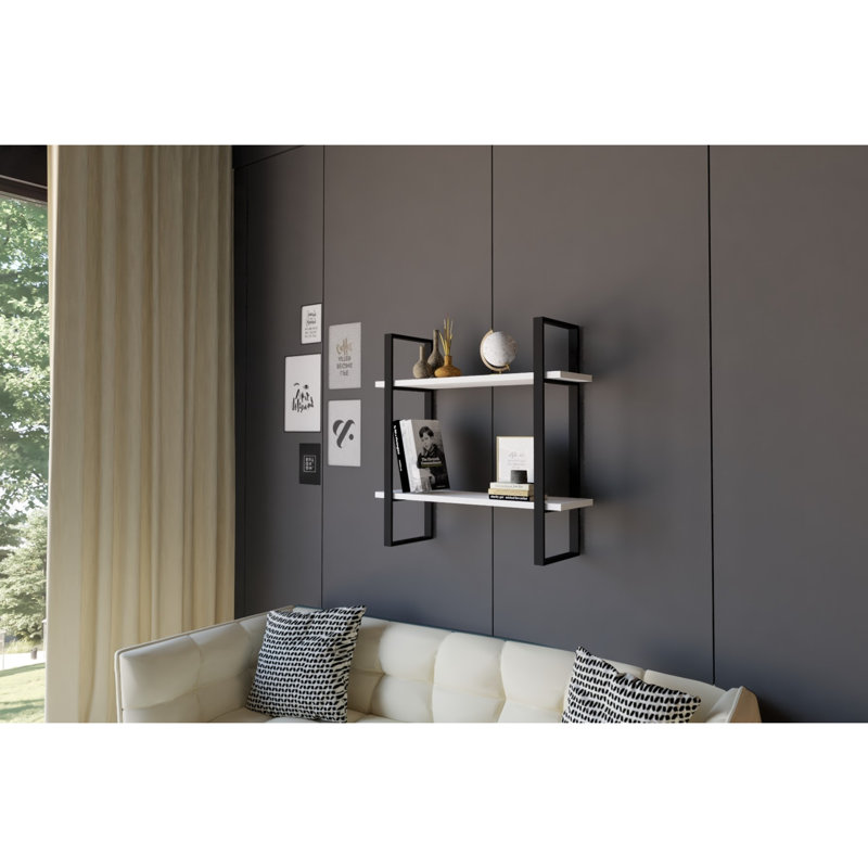 Modern Wall Shelf, White, 27.6 x 27.6 x 8.7 inches | 100% Melamine Coated Particle Board, Thickness: 0.7 inches | Stylish & Functional Design, Ideal for Home or Office, Easy Wall Mounting, Industrial Concept