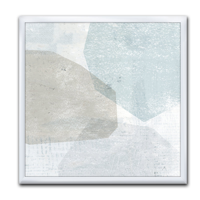 «Grey and White Collage I», reproduction sur toile encadrée, H 16 po x l 16 po x P 1 po, Cadre blanc