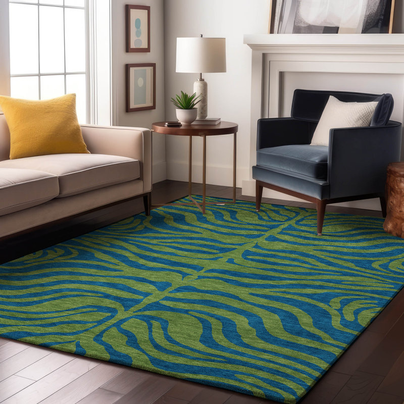 Premium Machine Washable Corum AMF1043 Animal Print Rug, Rectangle 9 pi x 12 pi