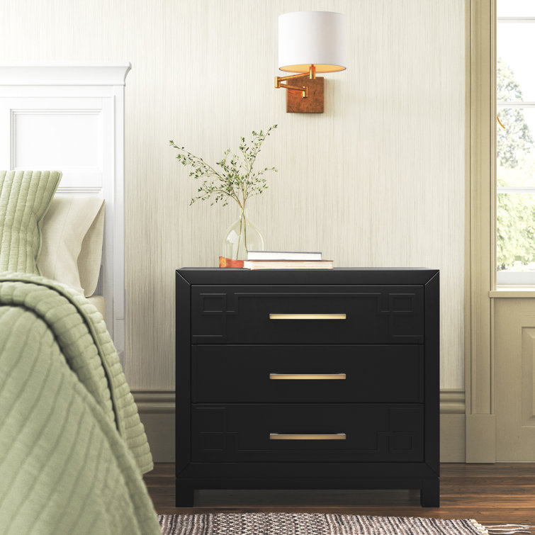Chamere 3 - Drawer Nightstand, black, 1 pc (incomplete- missing one drawer)