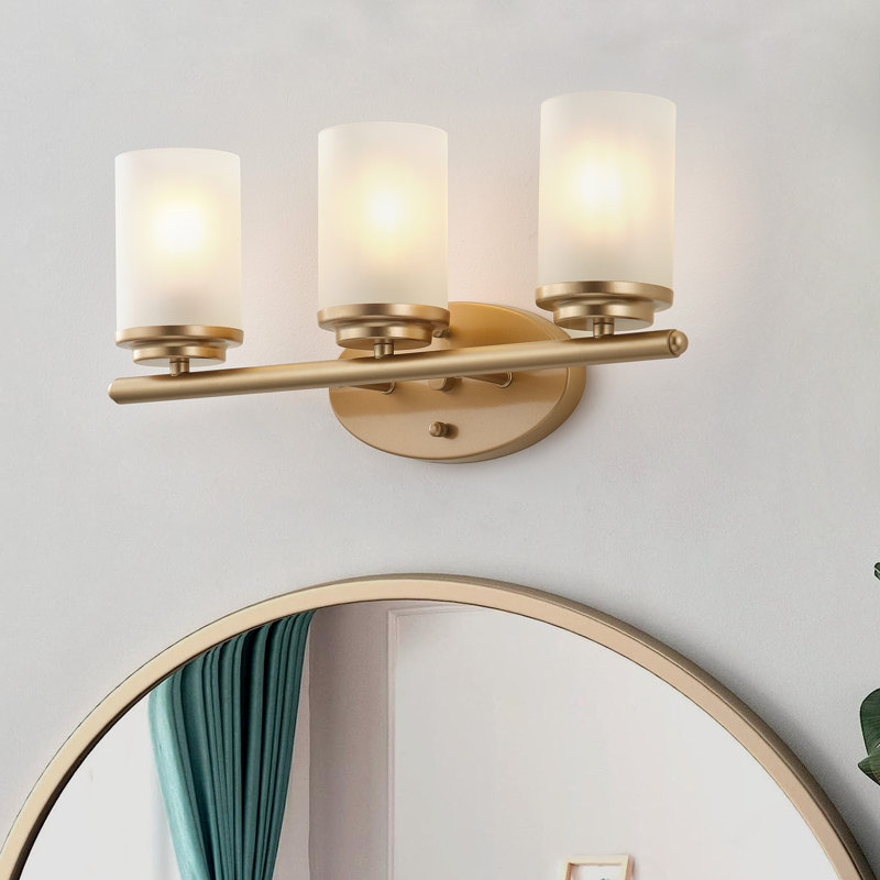 Luminaire frontal miroir en fer 3 lumières, Doré