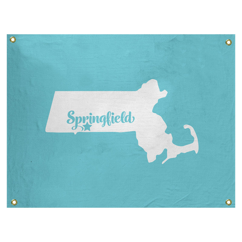Tapisserie murale springfield massachusetts, H 26 po x l 36 po, Bleu sarcelle