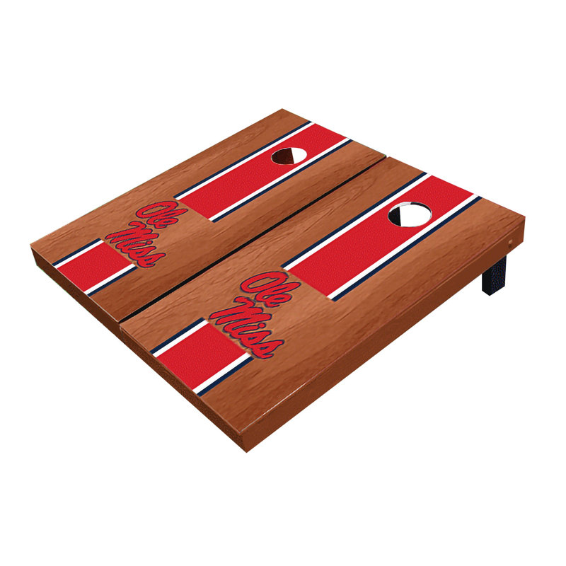 Planches de cornhole à rayures 2 'x 3' NCAA, Bois de rose rouge assorti, Rebels d'Ole Miss