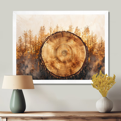 Glyniss Pine Trees on A Top of Wood Slide II - arbres, art mural pour le salon