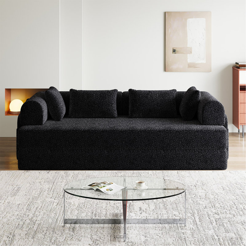 Canapé-lit convertible de 78,7 pouces avec coussin cylindrique, canapé-lit pliant en chenille avec, canapé-lit pliant avec poche latérale, canapé-lit pour salon