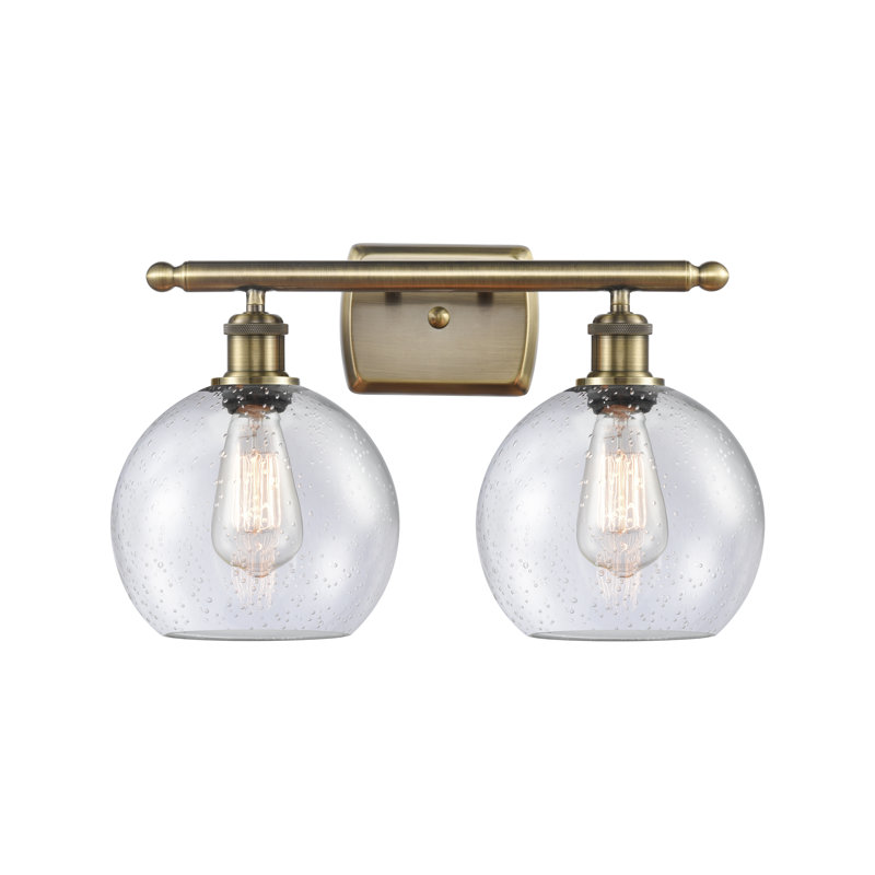 Éclairage pour salle de bain 2 lumières Cindi, Laiton antique, Incandescente