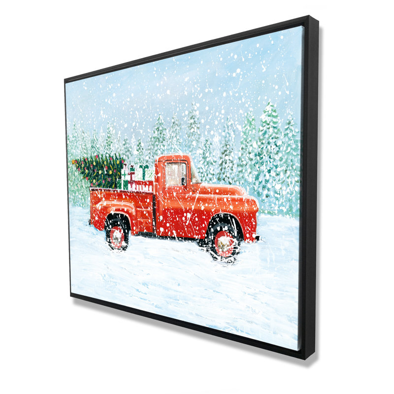 «Christmas Tree Truck - Green Living», toile encadrée