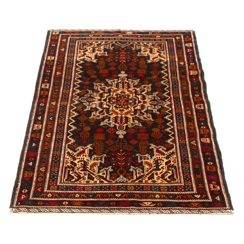 Tapis noir Teimani 3 pi 9 po x 6 pi 7 po