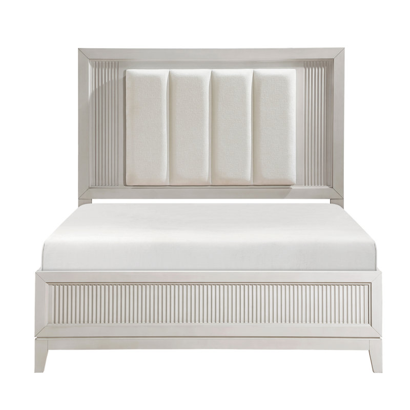 Grand lit moderne, blanc antique avec coussin de tête de lit à DEL pour la finition