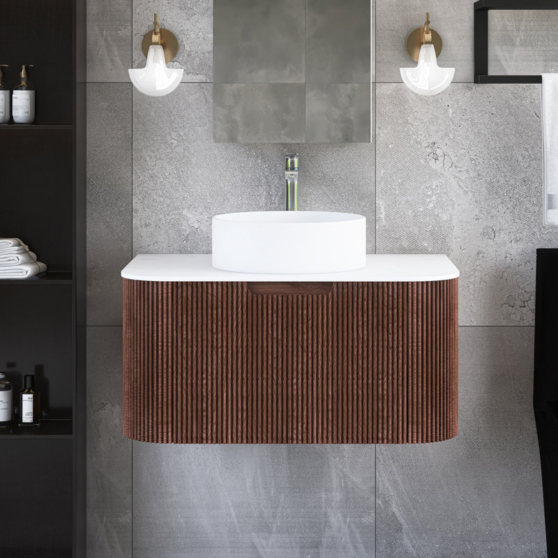 Meuble-lavabo mural 30 po avec lavabo, Beige