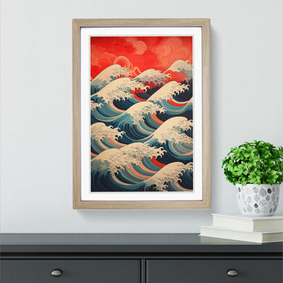 Wave Japanese Geometric Art - Framed Print