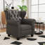 Fauteuil moderne capitonné en cuir avec accoudoirs capitonnés, canapé simple réglable avec pieds en bois robustes pour la chambre à coucher, le salon et les petits espaces-280694974