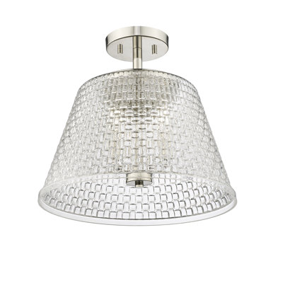 Morea 3 Light Semi-Flush Ceiling Mount with Clear Woven Lattice Shade