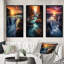 «Summery Sunset Over Majestic Waterfalls», 3 pièces sur toile-21877252-21877261