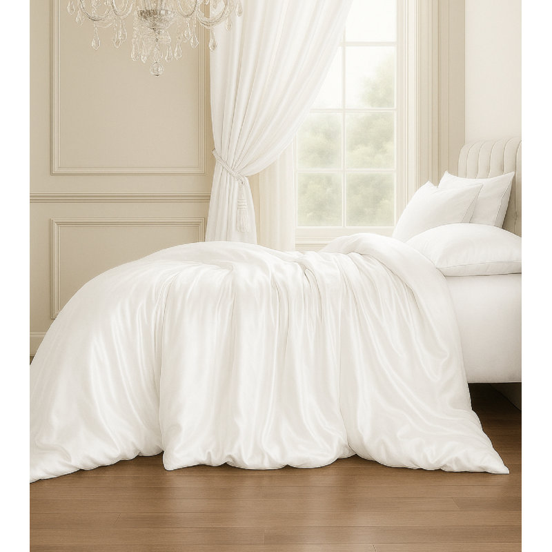 Silk No Pattern Duvet Cover, White, Double Duvet Cover