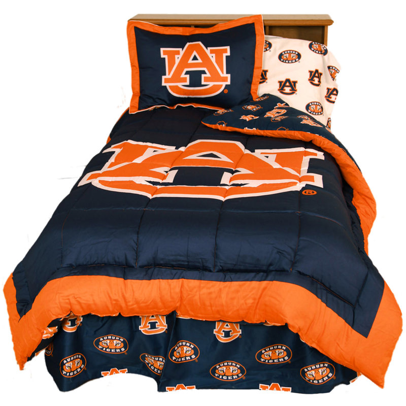 NCAA Sateen Comforter, Twin Comforter + 1 Standard Sham, Auburn