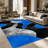 1PC Modern Abstract Wavy Irregular Blue Black Grey Contour Art area rugs for Living Room, Soft and Comfortable, Suitable for all seasons, easy-to-maintain, machine washable Indoor floor mat, Under Table Farmhouse suitable for living room, bedroom,-1815713707