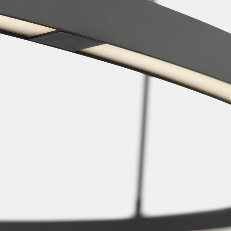 Mick De Giulio Stagger X-Large Ring Chandelier in Nightshade Black with Acrylic shade, Nightshade Black