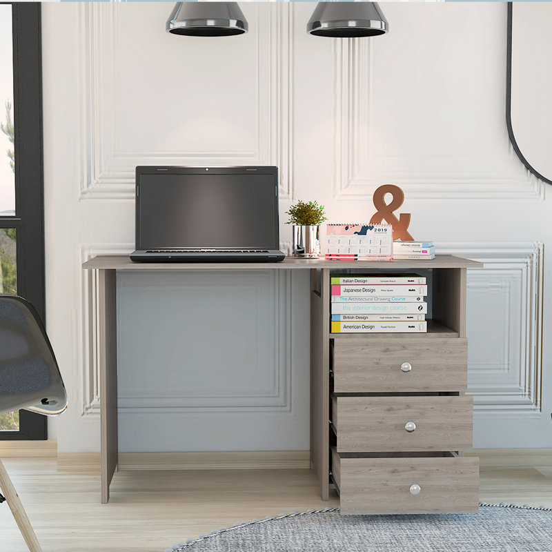 Writing Computer Desk, Three Drawers, One Shelf