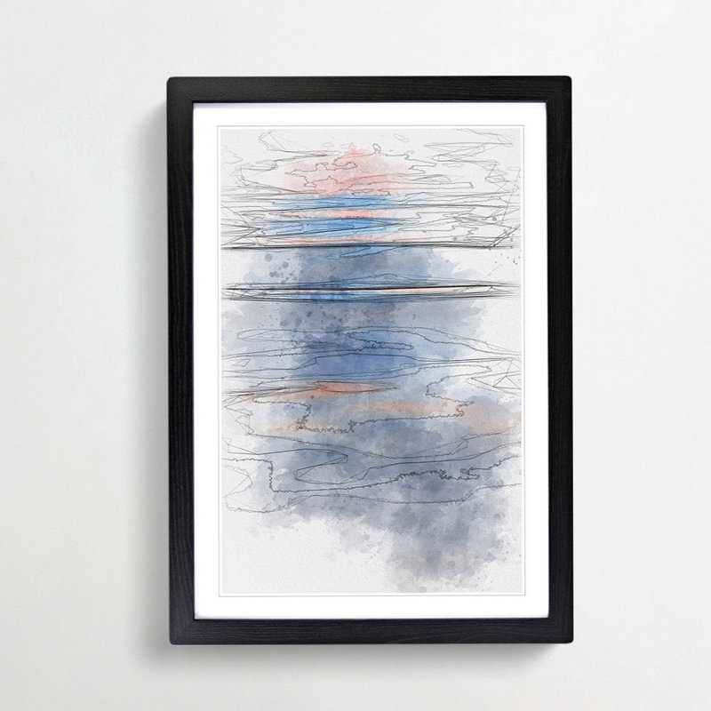 Water Ripples in Abstract - Picture Frame Graphic Art Print, 91cm H x 60cm W x 2cm D, Black