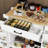 White Kitchen Island Trolley With Drawer, Doors, Storage, Adjustable Shelves, Towel & Seasoning - Rolling Quality