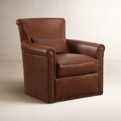 Addis Genuine Leather Swivel Club Chair