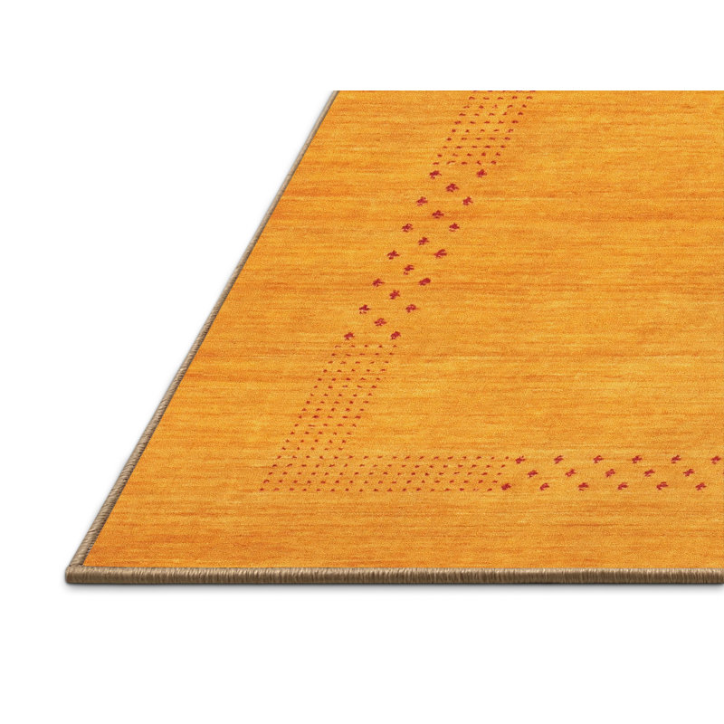 Tapis de zone jaune contemporaine, Rectangle 7 pi x 10 pi
