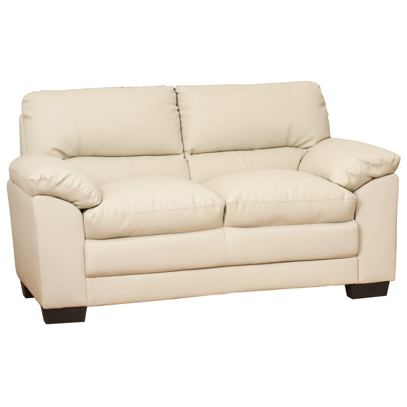 Robidoux 2 Seater Faux Leather Loveseat, Cream