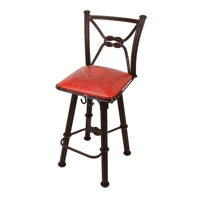 Khansa Swivel Upholstered Counter Stool with Metal Frame, Red