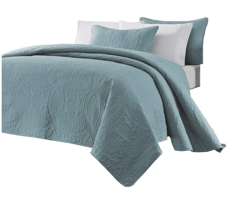 Austin Blue King Microfiber Reversible Bedspread Set