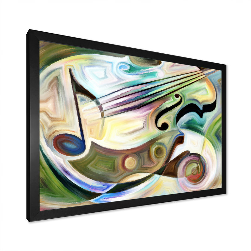 «Colorful Abstract Guitar Iv», reproduction d'art sur toile encadrée, H 8 po x l 12 po x P 1 po, Cadre noir