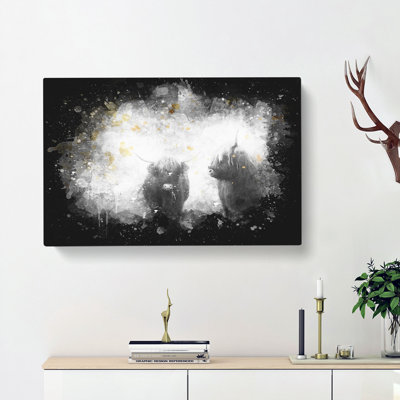 Two Highland Cows - Wrapped Canvas