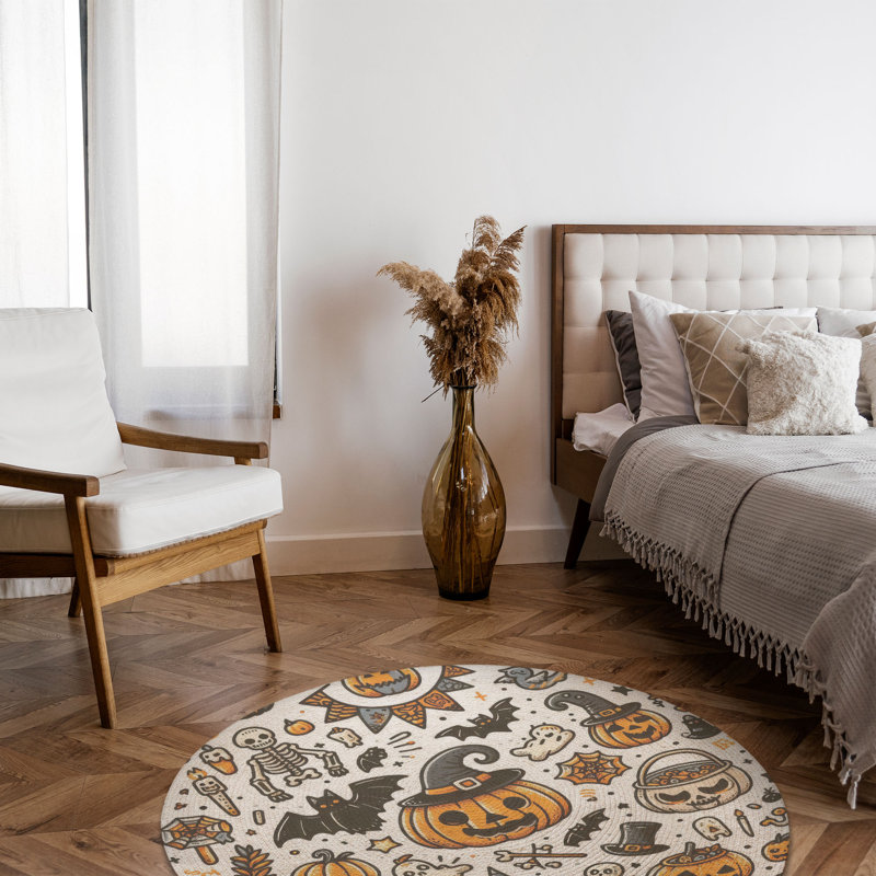 Tapis tressé Little Monsters, Rond 5 pi