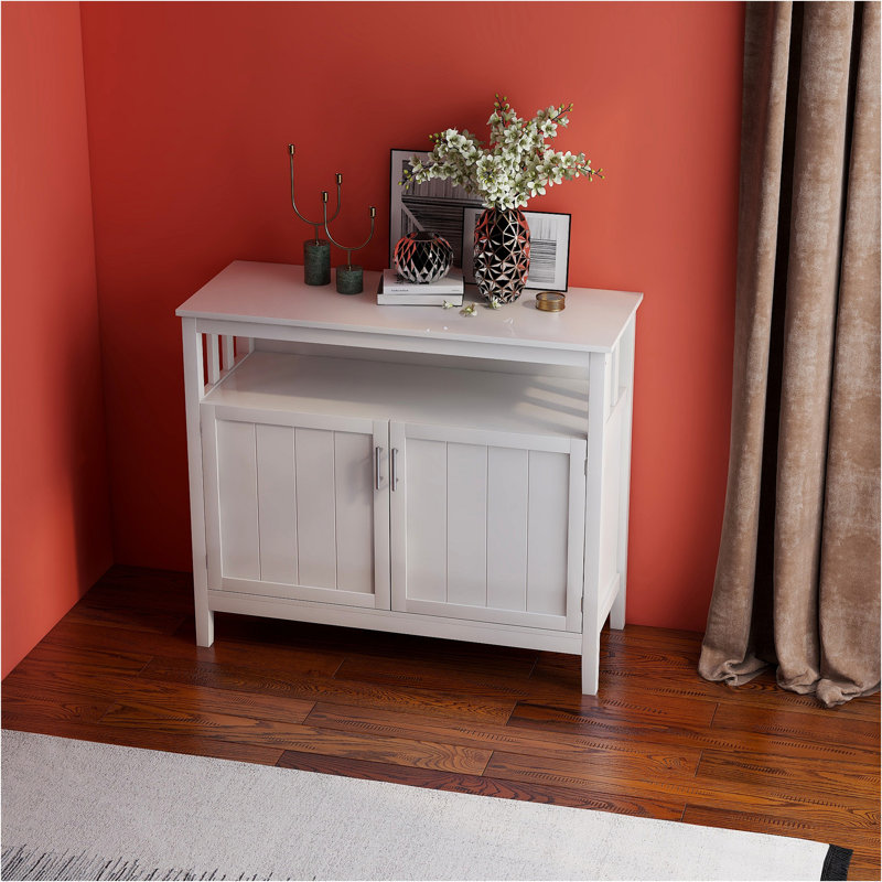 Armoire de salle à manger, table de buffet et 2 portes Reinbeck 39,96 ", Blanc