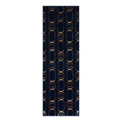 Latitude Run® Column Novica Rug Navy Blue and Gold