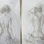 "Gray", figure féminine 2 croquis encadrés sur toile