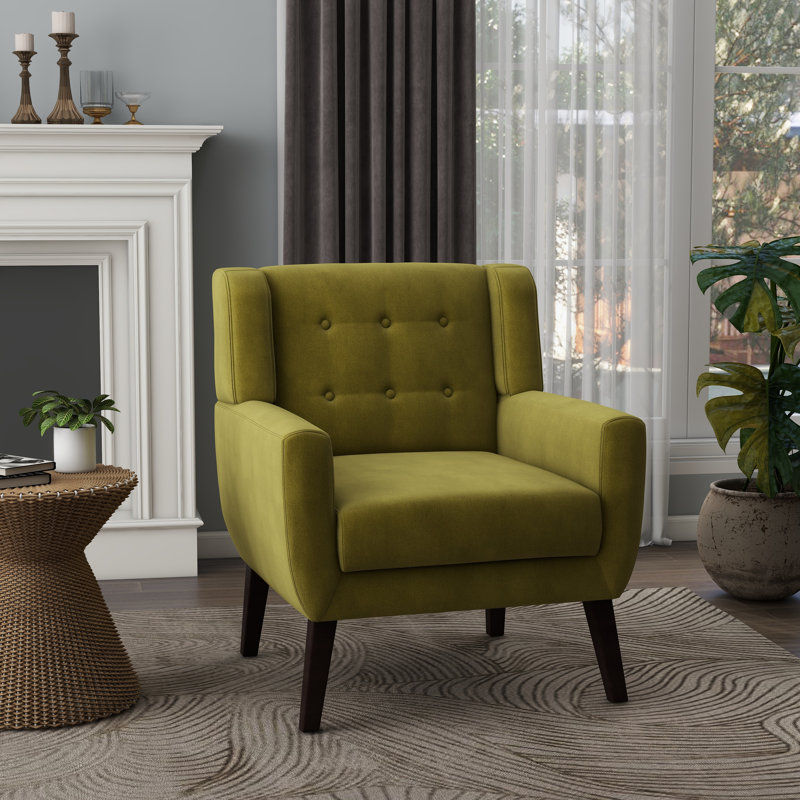 Stephanny Upholstered Armchair, Green Velvet