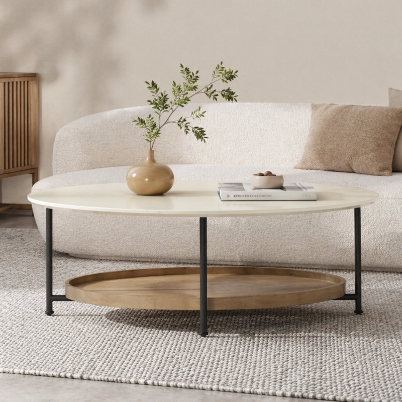 Table basse, Does Not Apply, Natural / White+Natural, 16.57" H x 24.07" W x 48.07" D