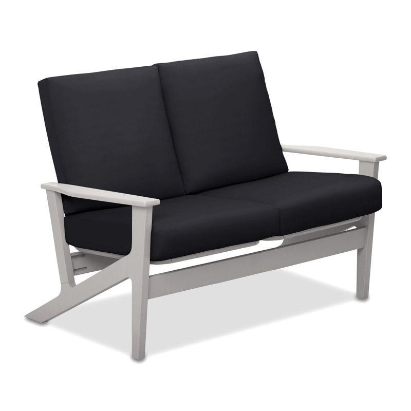 Chrisa 51.5'' Wide Loveseat with Cushions, Black, Textured Snow