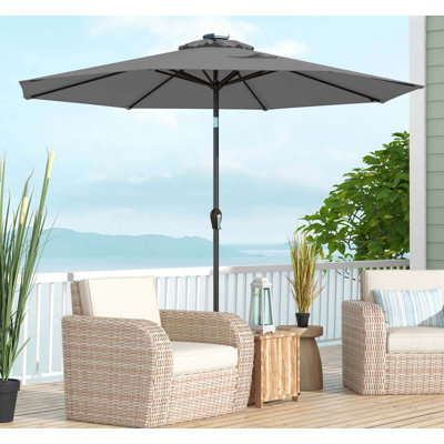 Parasol solaire pour terrasse 10 pi à DEL avec manivelle pour l'extérieur