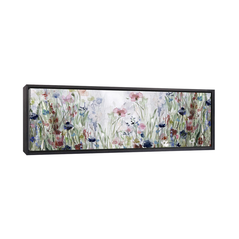 «Wildflower Fields On Canvas» par Carol Robinson, reproduction, Encadrement noir décoloré, H 24 po x l 72 po x P 1,5 po
